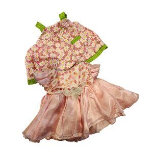 Build a Bear 2 Pink dresses floral lace